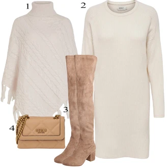 Outfit s Šedá Pončo Vila "Podzimní Outfit"