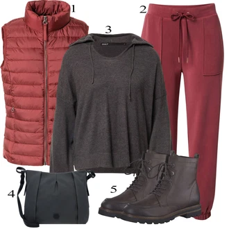 Outfit s Černá Šněrovací Bota/Kozačka Šněrovací Kotníková Bota/Nízká bota na podpatku MARCO TOZZI "Podzimní Outfit"