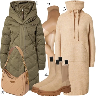 Jesenske Outfiti mit Bež Obleka MOLLY BRACKEN "Padajoča oblačila"