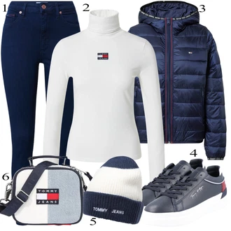 outfit mit Siva Superga Tommy Hilfiger "Padajoča oblačila"
