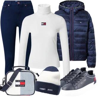 Outfit s Černá Čepice Tommy Jeans "Pěkný podzimní Outfit"