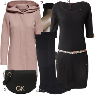 Outfit sa Pink/Ljubičasta/Smeđa Kaput s Kapuljačom/Kaput od Vunenog Flisa/Kaput od Kašmira/Pleteni Kaput/Zimski Kaput Vuneni kaput/loden kaput/Pleteni Flis Kaput Only "Jesenski Outfit"