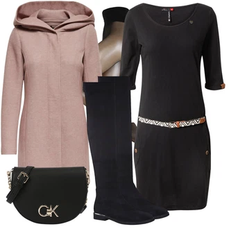 Outfit s Růžová/Hnědá/Fialová Vlněný Kabát/Lodenový Kabát/Pletený Kabát/Kabát s Kapucí/Pletený Fleecový Kabát/Kašmírový Kabát/Vlněný Fleecový Kabát Only "Pěkný podzimní Outfit"