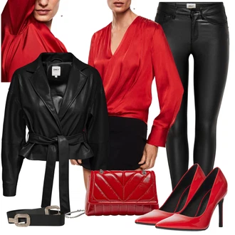 Prošívaný Dlouhé / Maxi Outfit s Červená Dlouhé Šaty/Doplňek/Dlouhý Zimní Kabát/Dlouhá tylová sukně/Taška Přes Rameno Pull&Bear "Sexy outfit pro ženy"