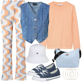 Outfit s Šedá/Bílá Klobouk Tommy Hilfiger "Skvělý outfit z 80. let"