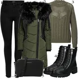 Črna Prešite Termo Pajkice outfiti za dame image