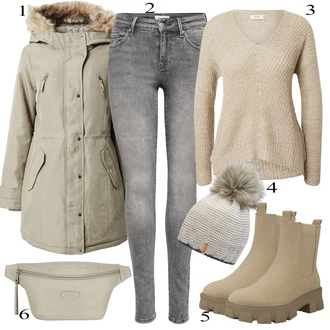 outfit mit Temno Siva/Svetlo Siva/Siva Hlača velika velikost Pajkice Velika Velikost Only "Padajoča oblačila"
