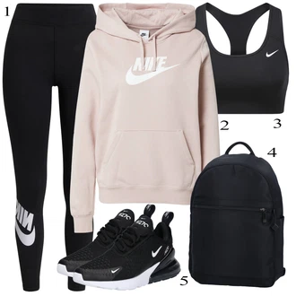 Kombinacije za sport sa Crna/Bijela/Pink sportski grudnjak Nike "Sport Outfits"