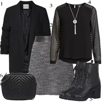 so sponou Outfit s Černá Halenka s Dlouhým Rukávem/Sportovní Halenka/Průhledná blůza/Kožená bunda/Halenkový Top/Crash blůza/Halenka se Stojatým Límcem Object "Ležérní Outfits"