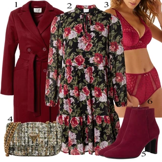 Outfit s Růžová/Červená/Fialová/Oranžová Halenkové Šaty/Šaty S Potiskem/Šaty na Podzim/Zimní šaty s dlouhým rukávem/Šaty s dlouhým rukávem/Šaty Niki Vila "Podzimní Outfit"