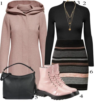 Outfit sa Pink/Ljubičasta/Smeđa Kaput s Kapuljačom/Kaput od Vunenog Flisa/Kaput od Kašmira/Pleteni Kaput/Vuneni Kaput/loden Kaput/Pleteni Flis Kaput Only "Tvoj otmjeni outfit"
