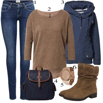 Outfit s Zelená/Červená Zimní bota/Nízká bota na podpatku/Kotníková Bota Tamaris "Podzimní Outfit"