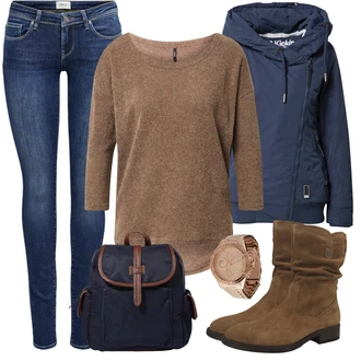 Outfit s Zelená/Červená Zimní bota/Nízká bota na podpatku/Kotníková Bota Tamaris "Perfekt na podzim"