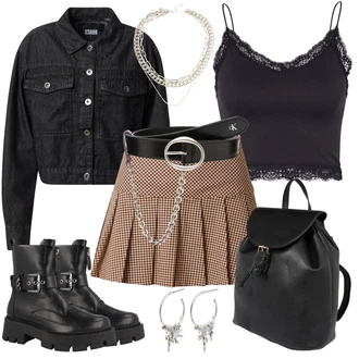 Móda pro plno?tíhlé Outfit s ?erná/Tmav? ?edá Krátký Bund/Krátké D?ínové Bundi?ky/Krátký Bund/D?ínové Bund About You "Alt Outfit Pro Zeny"