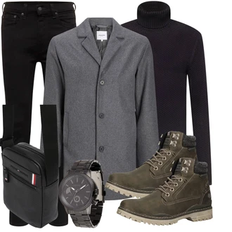 Outdoor Outfit mit Schwarz Knöchelstiefel/Biker Jeans/Cropped Jeans/Jeans mit Schlitz/Push up Jeans/Lederjacke/Slim Fit Jeans/Leder Schuhe/Thermojeans/Herren Lederjacke levi's ® "Business Outfit"Look: Uni, Coole, Moderne, Old Money, Outdoor, Smart Casual, Schlichte