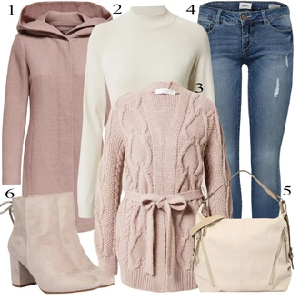 Outfit s Růžová/Hnědá/Fialová Zimní Kabát Vlněný kabát/Lodenový kabát/Pletený Kabát/Kabát s Kapucí/Pletený Fleecový Kabát/Kašmírový Kabát/Vlněný Fleecový Kabát Only "Obchodní Outfit"