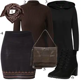 Outfit s Černá Přechodový Kabát/Softshellový Kabát/Kabát s Kapucí/Lodenový kabát/Scuba Kabát Only "Podzimní Outfit"