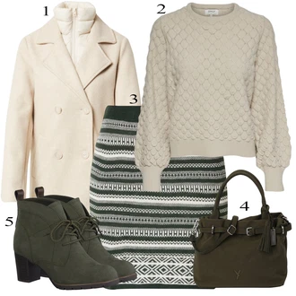 Outfit s Béžová/Khaki/Hnědá Basic Svetr/Svetr s copánkovým vzorem/Svetr Carmen/Svetr z Jemné Pleteniny/Kašmírový Svetr/Pletený Svetr/Svetr Niki/Jednoduchý Svetr/Vintage svetr/Zimní Svetr/Vlněný Svetr/Svetr s Výstřihem Only "Podzimní Outfit"