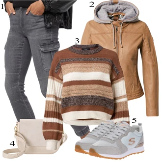 Outfit s Šedá/Světle šedá/Tmavě šedá Cargo džíny/Motorkářské Džíny Only "Podzimní Outfit"