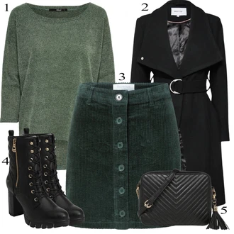 Manšestr Outfit s Zelená/Tmavě zelená florence by mills exclusive for about you "Podzimní Outfit"
