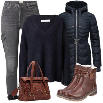 teplý Outfit sa Tamnoplava/Plava Parka velike veličine Navahoo "Cool zimski outfit"