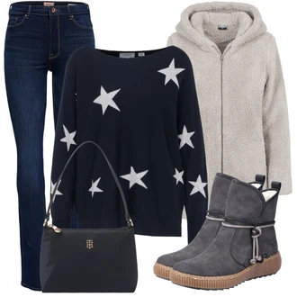 Outfit sa Siva/Smeđa/Bež/Ljubičasta/Kaki Kaput od Vunenog Flisa/Kaput od Buklea/Kaput od Flisa/Kaput s Kapuljačom/Pleteni Flis Kaput/Teddy Kaput/Krzneni Kaput Urban Classics "Cool zimski outfit"