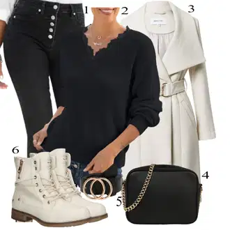 Ležérní outfity s Černá/Šedá Dad Džíny/Dámské Džíny s Délkou 7/8/High Waist Džínové Kalhoty/Push up Džín/Vintage džíny/Motorkářské Džíny/Džíny s Dírou/Džíny s Rozparkem/Zkrácené Džíny/Džíny Culottes Buffalo "Ležérní outfits"