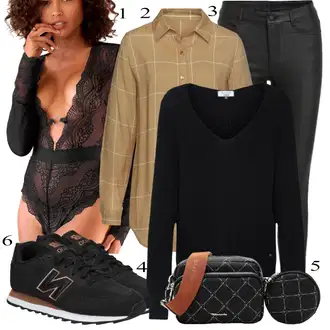 Outfit sa Siva/Zeleno/Tamnosiva/Crna Korselet/Komplet donjeg rublja od čipke/steznik/steznik/Mesh Bodij Lascana "Tvoj otmjeni outfit"