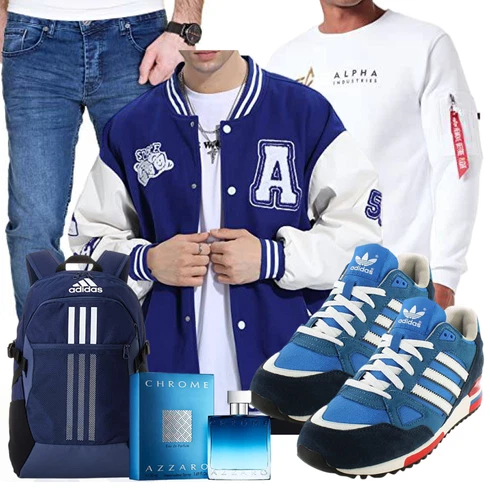 Blau/Weiß Vintage Jacke/Bomberjacke/Collegejacke Eocicvvi kombinieren