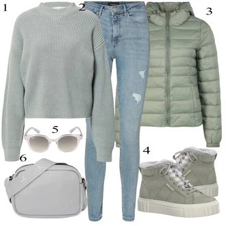 Outfit sa Siva/Pastelne boje Čizmica Gležnjača na Vezanje Tamaris "Tvoj otmjeni outfit"