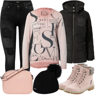 Vintage outfity Džínovina s Černá Džíny s Dírou/Kožené bundy/Motorkářské Džíny/Džíny s Rozparkem Only "Cool Winter Outfit"