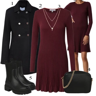 Zimske Outfiti Plemenita Dolga mit Črna/Roza/Bela Vrečka za prenašanje/Torbica za čez ramo/Torba za čez ramo/Mini torbica/Satchel torba/Torba za čez ramo About You "Zimska oblačila"Look: 20-ta leta, Klasična, Plemenita, Eleganten, Stari denar, Prevelik