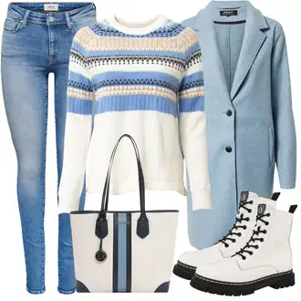 Mom Outfit s Světle modrá/Modrá Vlněný Kabát/Kašmírový Kabát/Lehký Kabát/Blazerový Kabát/Zimní Kabát Vlněný kabát/Midi Kabát/Pletený Kabát Only "Cool Winter Outfit"Look: Klasické, Chill, Cool, Business, Mom, Kancelář, Příliš oblečený, Chytrý příležitostný, Univerzitní