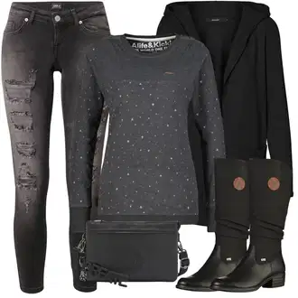 Outfit sa Crna Privjesak/Torba Za Preko Ramena Kipling "Crazy E girl outfit"