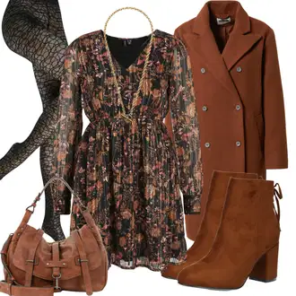 Punije Outfit sa Smeđa/Žuta/Crvena Haljina Veći Broj/Tunika/Haljina Vero Moda Petite "Elegantan zimski outfit"