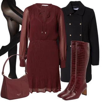 Do koljena Svatovski gost Outfit sa Crvena/Tamnocrvena/Ljubičasta/Vinski Crveno Haljina Veći Broj/Tunika About You "Elegantan zimski outfit"