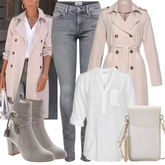 Outfit s Hnědá/Béžová/Fialová/Růžová Midi Kabát/Frock Kabát/Dlouhý Kabát/Kašmírový Kabát/Trenčkot Lascana "Elegantní Podzimní Outfit"
