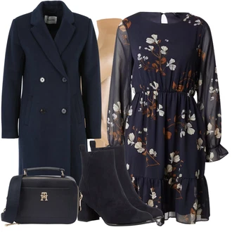Outfit s Modrá/Tmavě Modrá Zimní Kabát Vlněný kabát/Vlněný Kabát/Kabát z Kabanosu/Midi Kabát/Vintage Kabát/Kašmírový Kabát Modström "Elegantní Zimní Outfit"