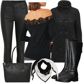 Outfit s Šedá Šátek Calvin Klein "Elegantní Zimní Outfit"