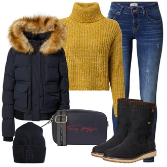 Outfit s Černá Klobouk Tommy Hilfiger "Podzimní Outfit"