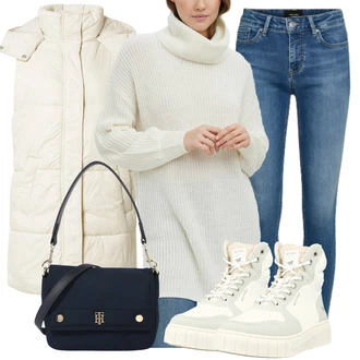 Outfit s Modrá Kožená bunda VERO MODA "Podzimní Outfit"