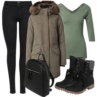 Outfit s Černá Formovaná Legína/Teplé Legíny/Pletený Legín/Kožená bunda/Bavlněné Legíny/Legíny s Rozparkem/Legíny s Podšívkou/Manšestrový legíny/Termo Kalhoty/Neprůhledný Legíny/Zimní legína/Jeggings Only "Podzimní Outfit"
