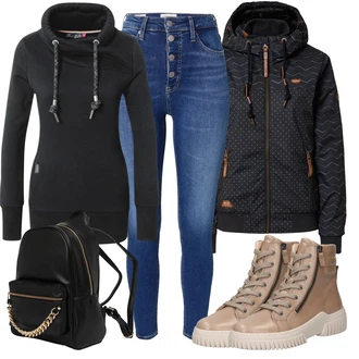 Outfit s Černá Kabát Ragwear "Podzimní Outfit"