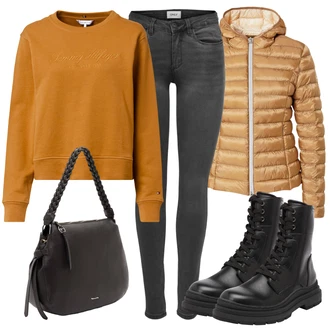 Outfit s Žlutá Prošívaná Bunda No. 1 Como "Podzimní Outfit"