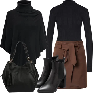 Outfit s Černá Kozačka Chelsea Boty/Kotníková Bota Na Podpatku/Kožená bunda/Vintage Kotníková Bota/Kotníková Bota s Podšívkou/Kožená kotníková bota/Špičatá Kozačka/Letní kotníková Kozačka Lascana "Podzimní Outfit"