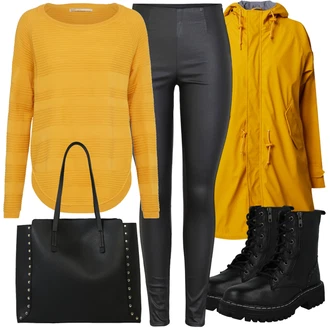 Gotický Outfit s Černá/Bílá Velká taška/Obchodní Taška/Taška/Taška Přes Rameno/Kancelářská Taška/Shopper taška/Sportovní Taška Přes Rameno/Taška Na Rameno About You "Podzimní Outfit"Look: Rad, Šik, Cool, Gotický, Italský