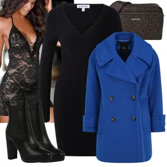 Outfit s Černá Nightwear & Loungewear Negližé/Krajková noční košile JETTE "Podzimní Outfit"