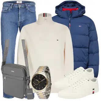 Outfit mit Blau/Hellblau Dad Jeans/Vintage Jeans/Tapered-Jeans/Mom Jean/Jeans mit Schlitz/Girlfriend Jeans r.d.d. royal denim division "Freizeit Outfit"