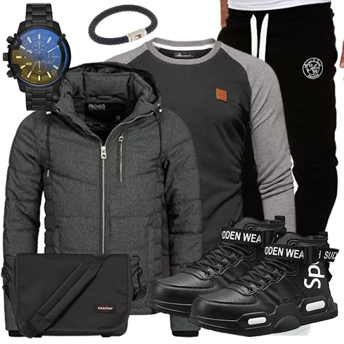 Blau Winter Parka Indicode Jeans kombinieren