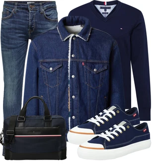 Kurz/Mini Outfit mit Schwarz Tasche Tommy Hilfiger "Freizeit Outfit"